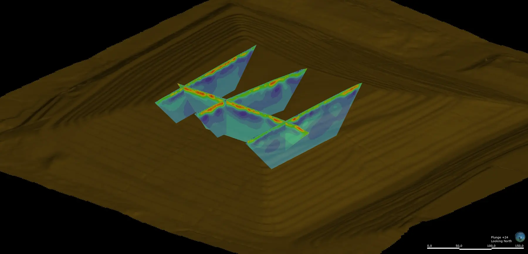 Three-dimensional electrical resistivity sections integrated with a terrain surface